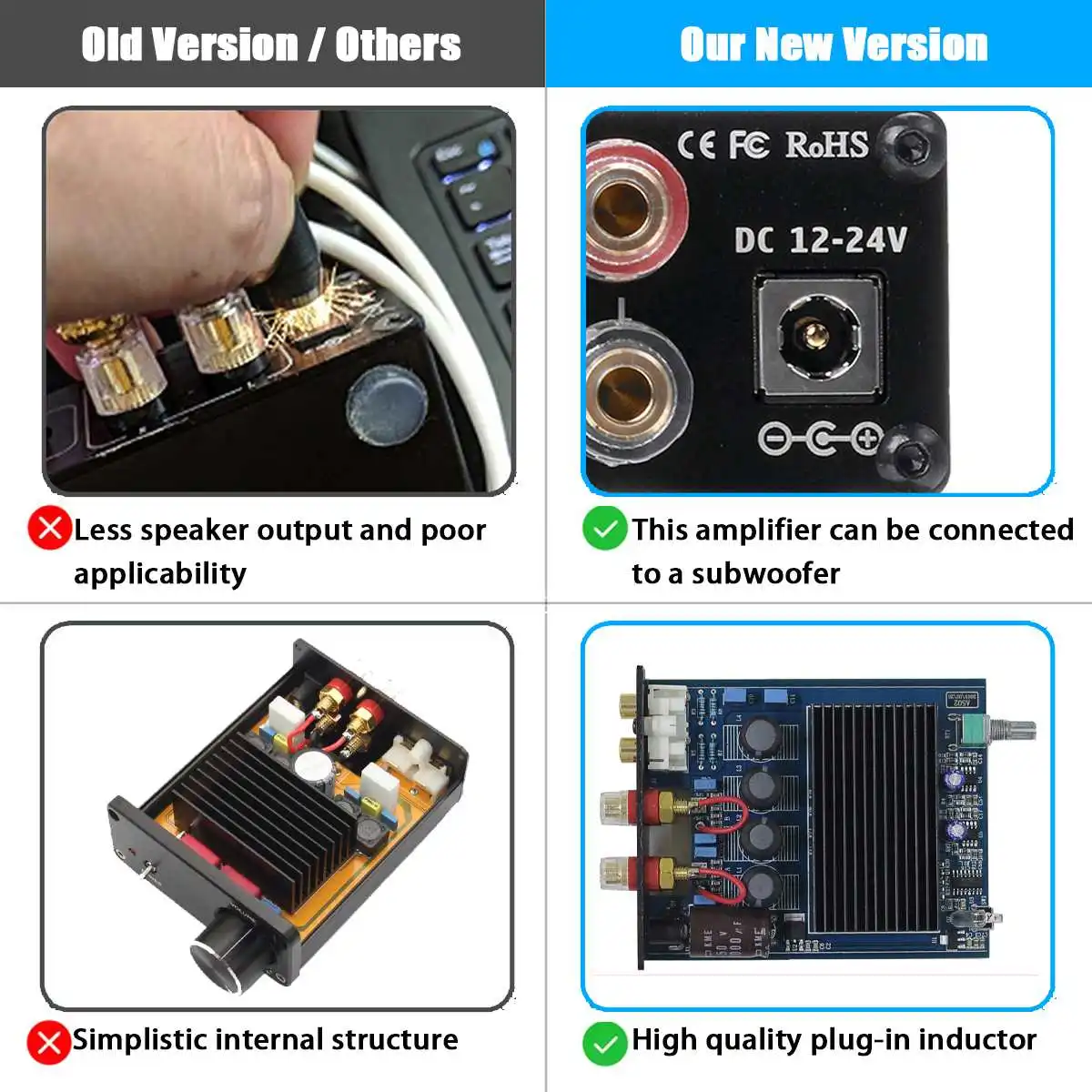 

EA502C 100W bluetooth 5.0 Home Theater Amplifiers Stereo Audio Amplifier 2 Channel Class D Mini Hi-Fi Power Amp Car Amplifiers