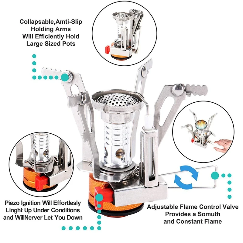 8Pcs Camping Cookware Kit with Mini Stove Lightweight Pot Tank Bracket for Outdoor Camping Backpacking Hiking and Picnic
8Pcs Camping Cookware Kit with Mini Stove Lightweight Pot Tank Bracket for Outdoor Camping Backpacking Hiking and Picnic
