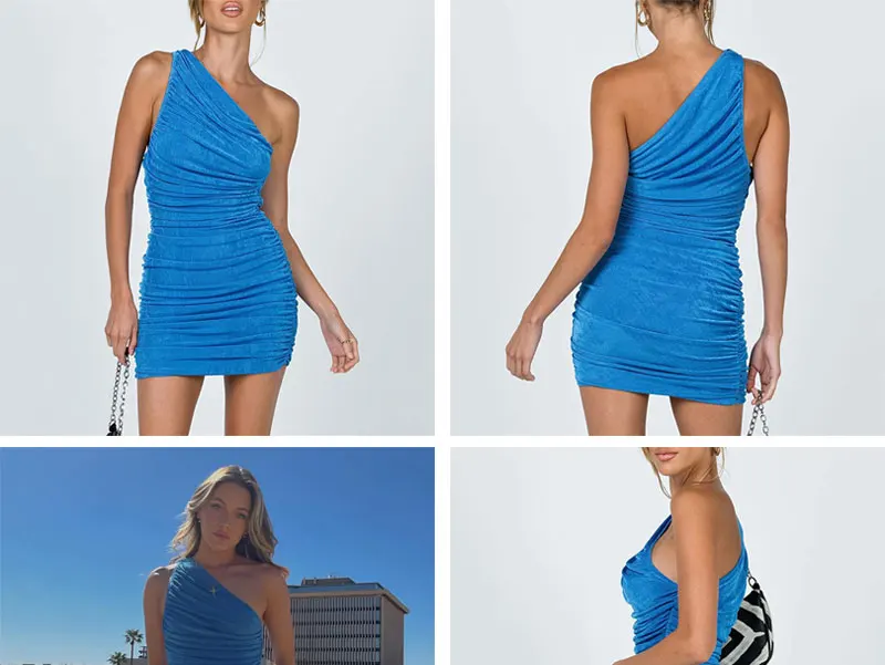 2021 Summer Women's Sexy Mini Dress One-shoulder Pleated Design Sleeveless Slim Temperament Sexy Short Dress Evening Dress Robes
2021 Summer Women's Sexy Mini Dress One-shoulder Pleated Design Sleeveless Slim Temperament Sexy Short Dress Evening Dress Robes