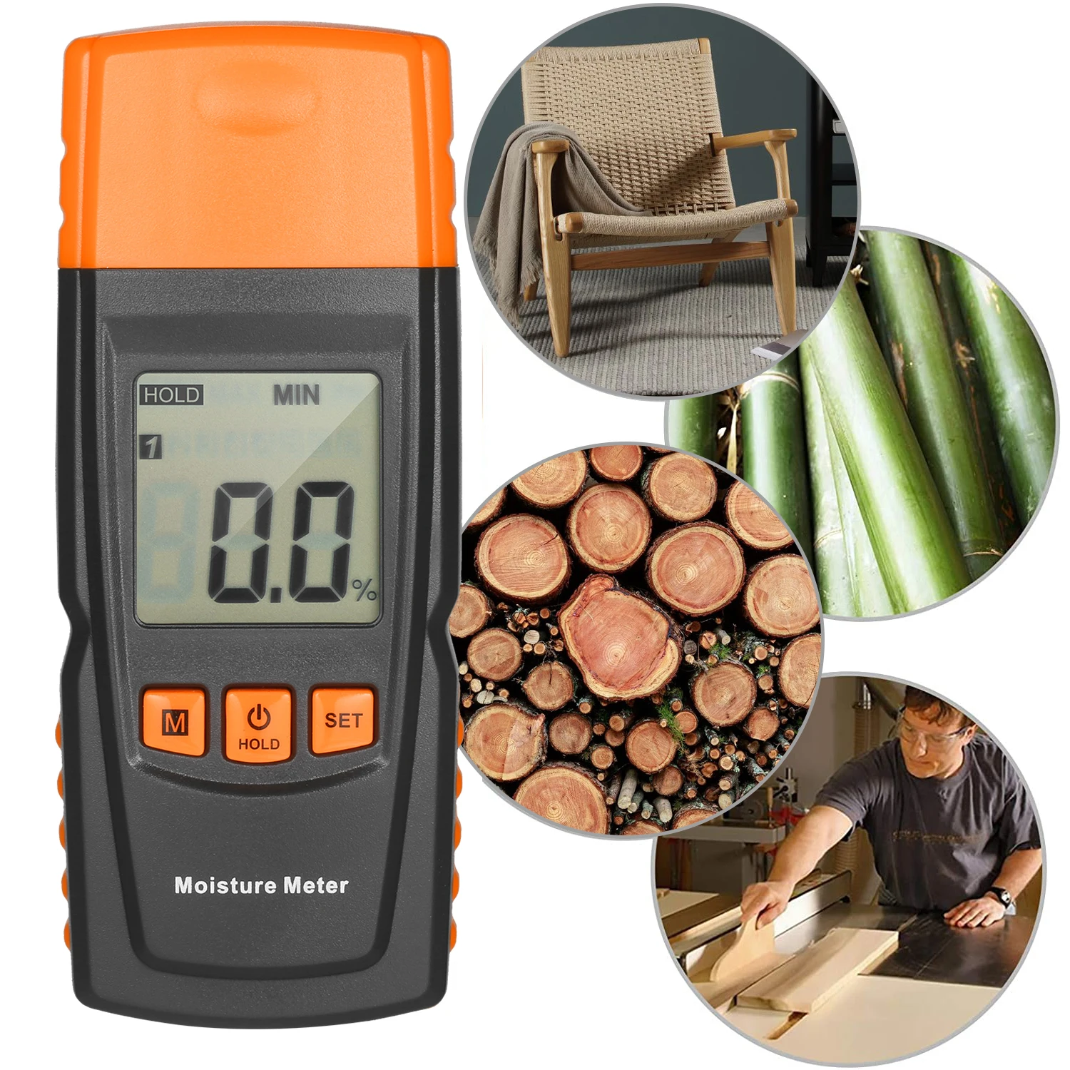 KKmoon 3-in-1 Digital Wood Moisture Meter Firewood Water Content Analyzer Ambient Temperature Humidity Wood Moisture Tester 
KKmoon 3-in-1 Digital Wood Moisture Meter Firewood Water Content Analyzer Ambient Temperature Humidity Wood Moisture Tester