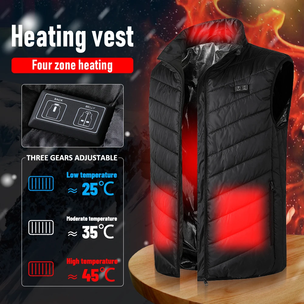 Dual Control 4 Heated Vest Zone USB Electric Heated Jackets Winter Men Women Sportswear Heated Coat Thermal Warm Heating Jacket
Dual Control 4 Heated Vest Zone USB Electric Heated Jackets Winter Men Women Sportswear Heated Coat Thermal Warm Heating Jacket