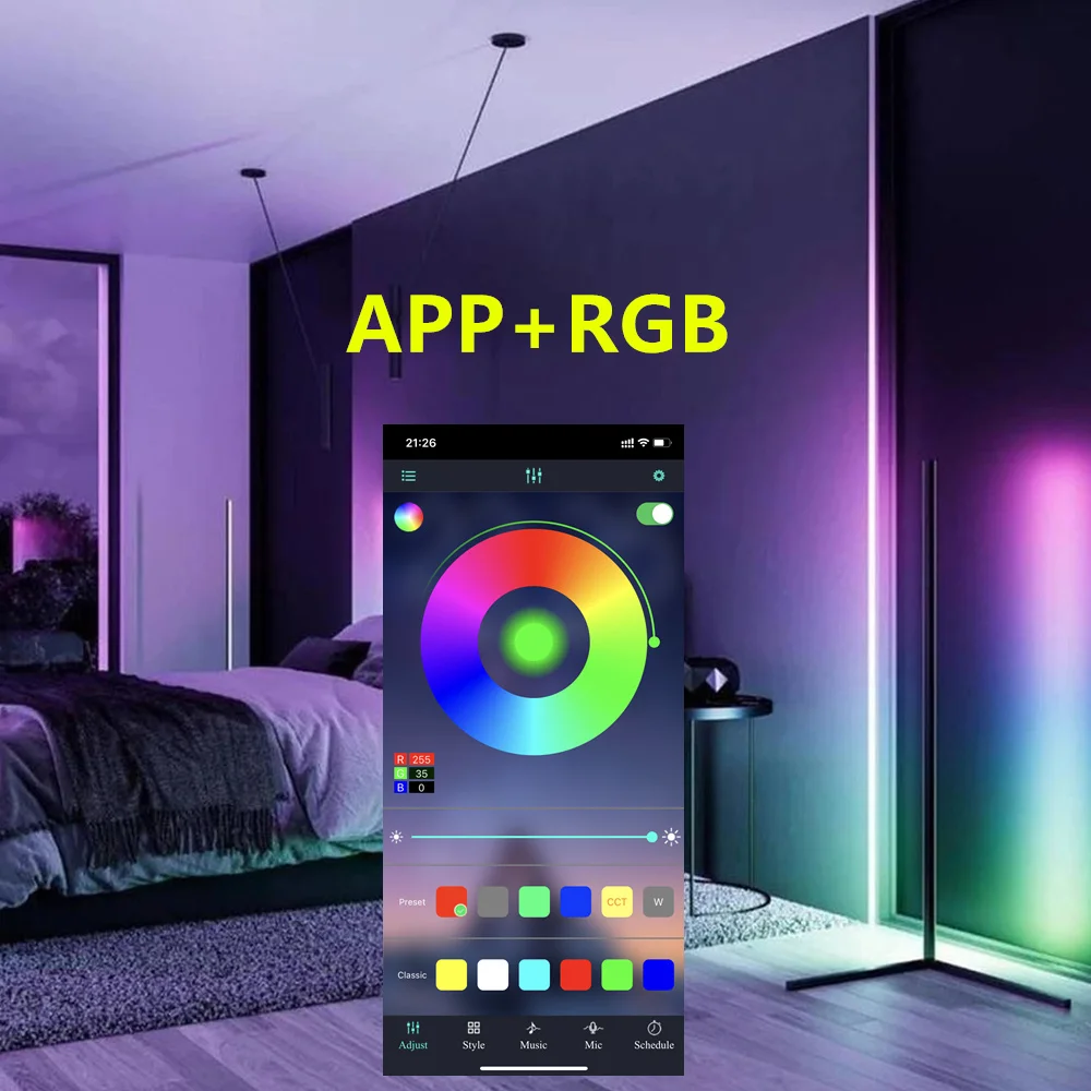 Современный светодиодный напольный светильник Alexa RGB с дистанционным