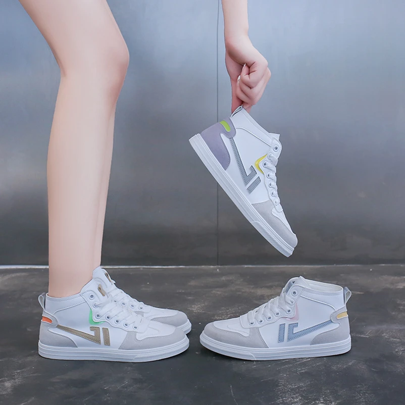 Women White Sneakers 2cm Heels Flat Skateboard Shoes PU Leather Mixed Color Ladies Trainers Female Lace-up Running Shoes 2021
Women White Sneakers 2cm Heels Flat Skateboard Shoes PU Leather Mixed Color Ladies Trainers Female Lace-up Running Shoes 2021