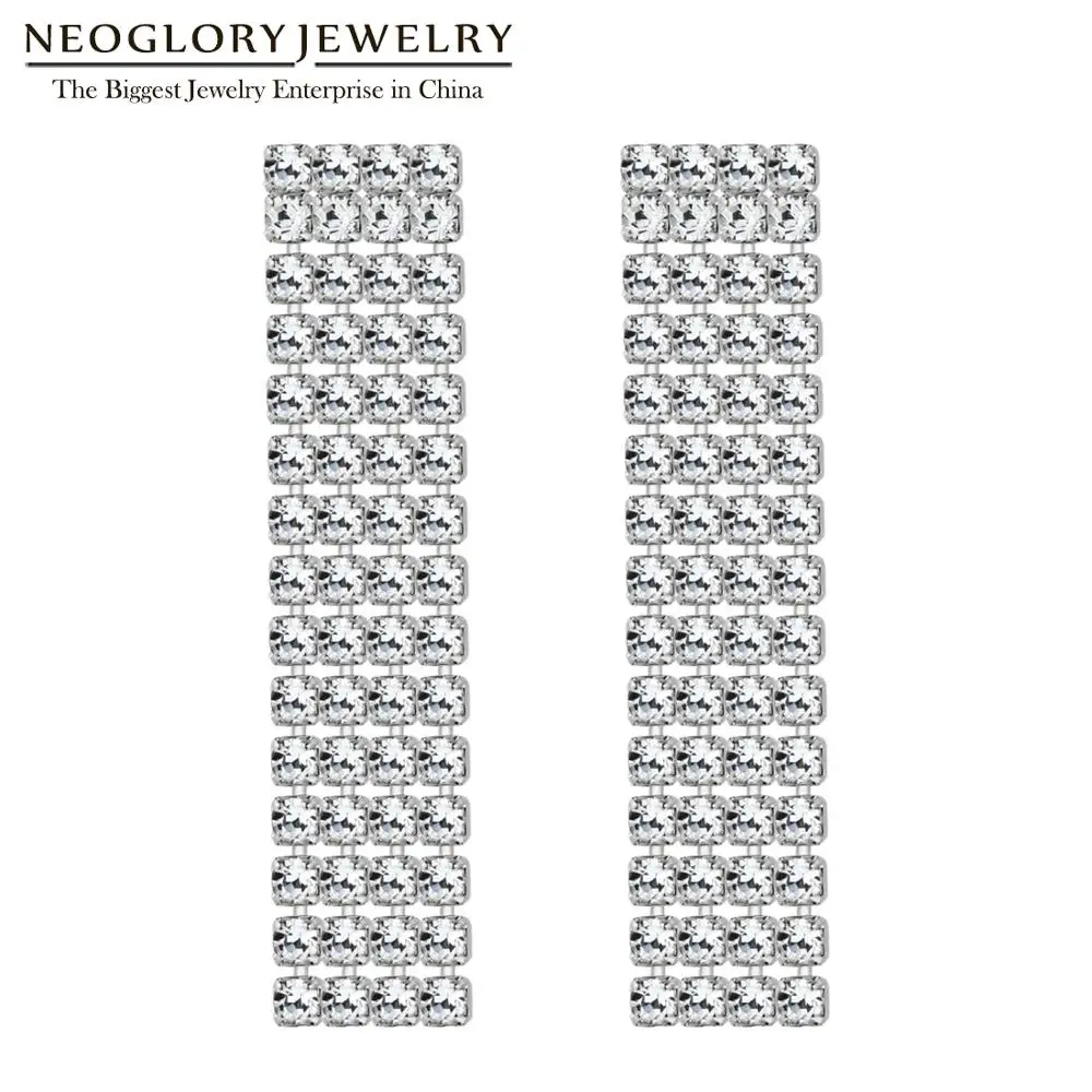 Neoglory 2020 Новая мода 1 5 мм CZ 4 ряда 3 см цепочка с кристаллами серьги кисточками для
