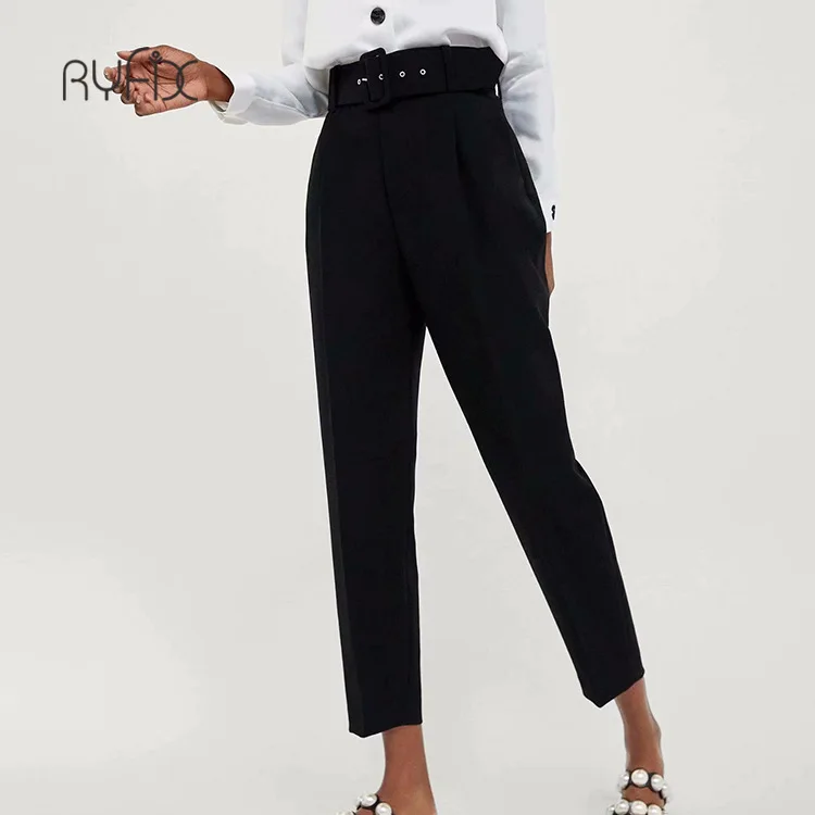 Ryfix New black suit pants woman high waist pants sashes pockets office ladies pants fashion middle aged pink yellow pants Y2002 
Ryfix New black suit pants woman high waist pants sashes pockets office ladies pants fashion middle aged pink yellow pants Y2002