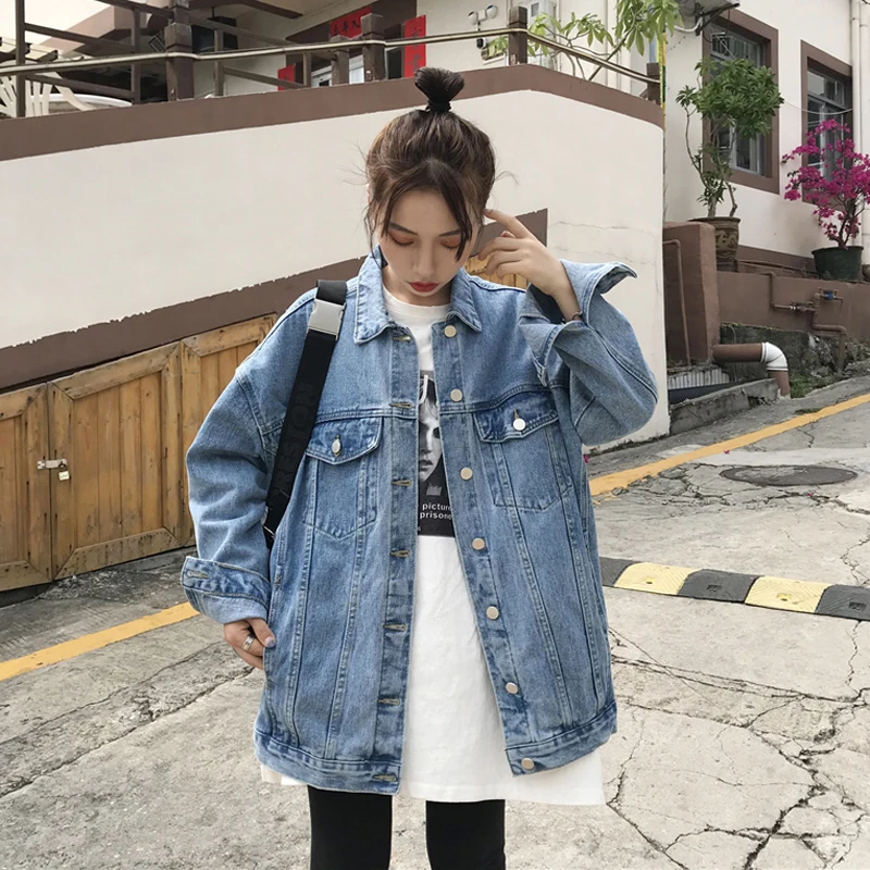 Solid Denim Turn-down Collar Jean Jacket for Women Loose Casual Blue Fashionable Women Coats Female outwear Denim Feminine tops
Solid Denim Turn-down Collar Jean Jacket for Women Loose Casual Blue Fashionable Women Coats Female outwear Denim Feminine tops