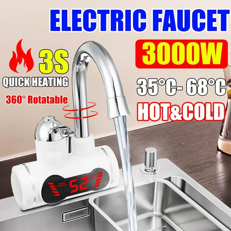 3000W Electric Kitchen Water Heater Tap Instant Hot Water Faucet Heater Cold Heating Faucet Tankless Instantaneous Water Heater
3000W Electric Kitchen Water Heater Tap Instant Hot Water Faucet Heater Cold Heating Faucet Tankless Instantaneous Water Heater