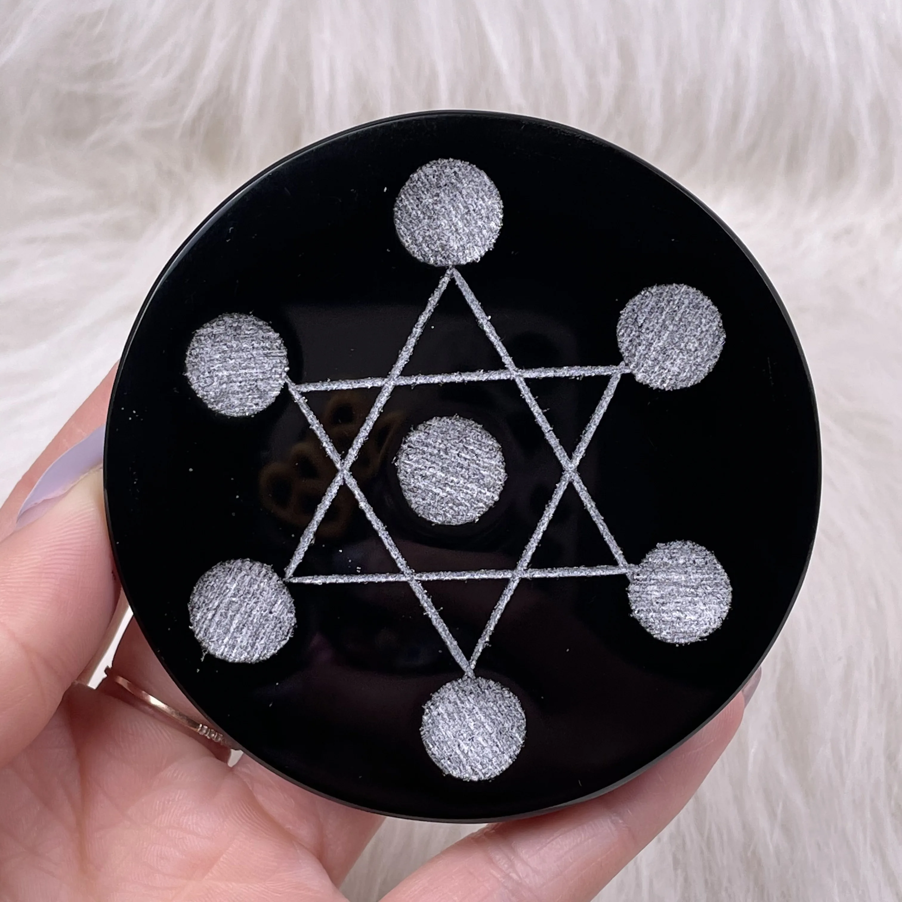 

New!!! Natural Obsidian Seven Star Array Pedestal Reiki Chakra Energy Meditation Yoga Healing Crystal