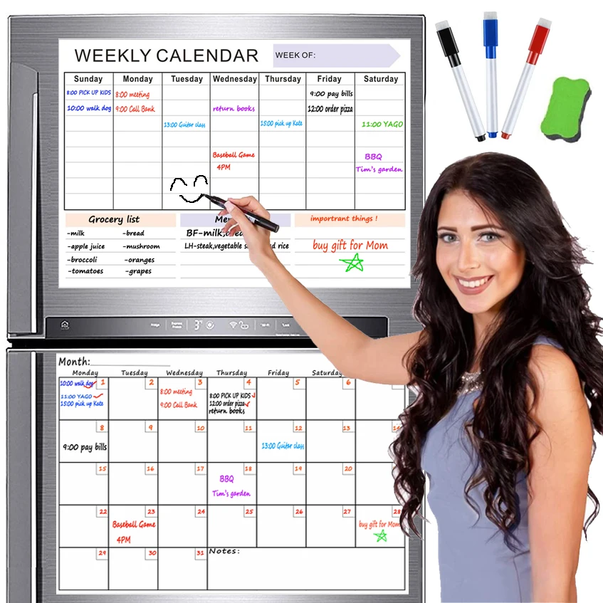 Dry-erase Magnetic White Board for Fridge Sticker Monthly Calendar Whiteboard Refrigerator Message Board Grocery Weekly Planner
Dry-erase Magnetic White Board for Fridge Sticker Monthly Calendar Whiteboard Refrigerator Message Board Grocery Weekly Planner