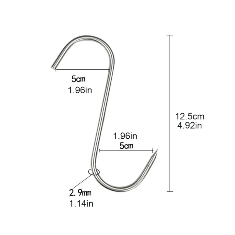 20 Pcs Stainless Steel Meat Hooks with Sharp Tip for butcher Shop Kitchen Baking Tools Hooks Home Practical Durable Hook
20 Pcs Stainless Steel Meat Hooks with Sharp Tip for butcher Shop Kitchen Baking Tools Hooks Home Practical Durable Hook