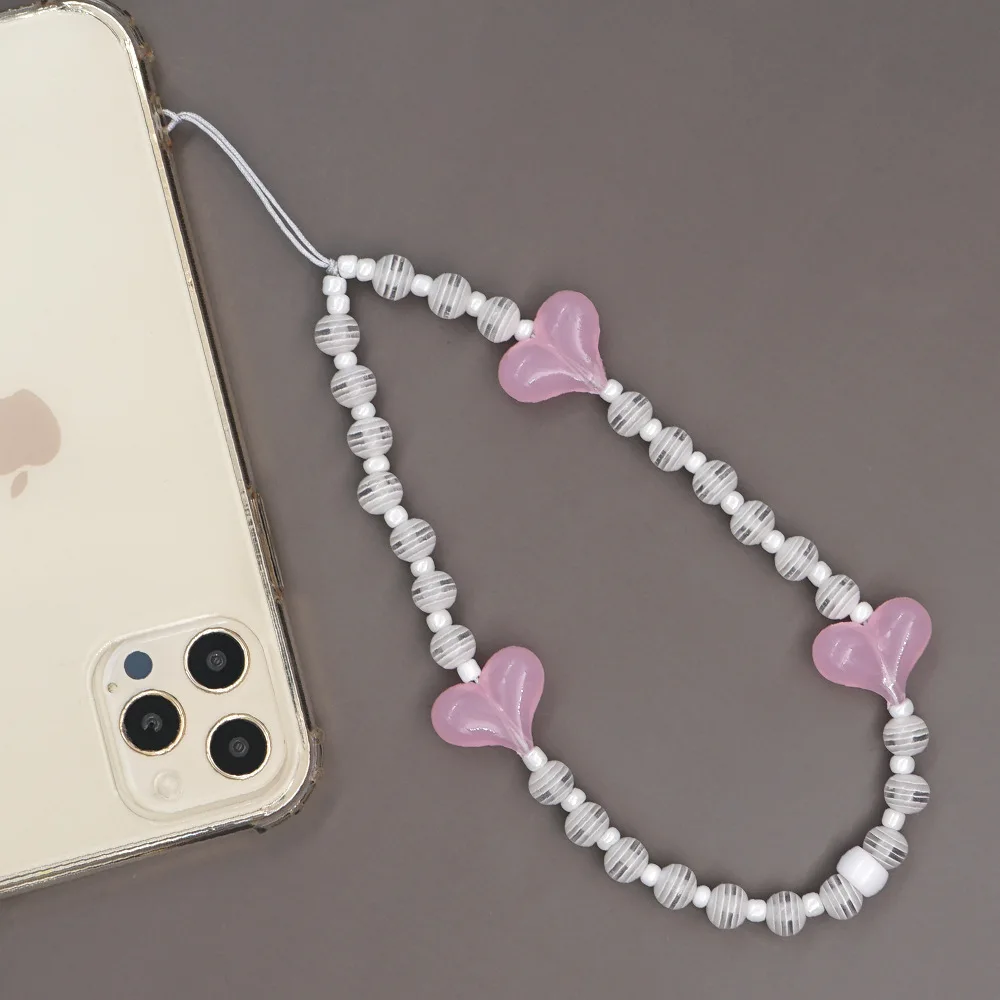 Trendy And Simple Pink Love Peach Heart-Shaped White Striped Beads Women's Mobile Phone Chain Lanyard Jewelry Accessories Gifts
Trendy And Simple Pink Love Peach Heart-Shaped White Striped Beads Women's Mobile Phone Chain Lanyard Jewelry Accessories Gifts