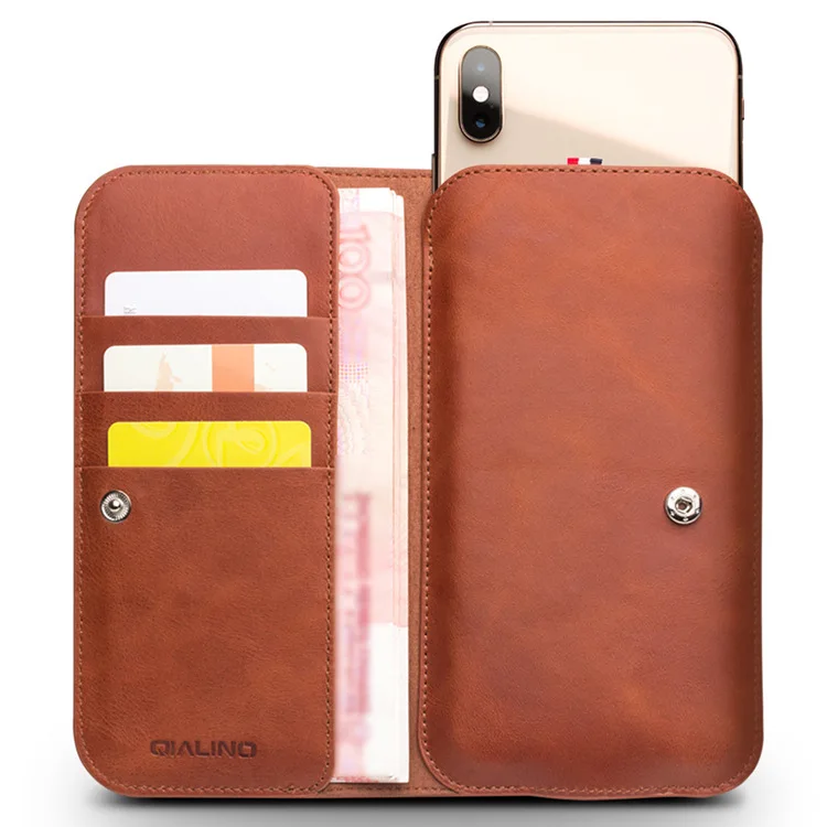 Qialino Новый кожаный чехол из воловьей кожи для iPhone 11 Pro Max Бизнес полная зернистая