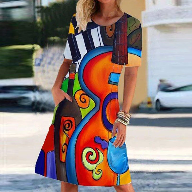 2021 Summer Vintage Geometry Print A-Line Dress Women Casual O-Neck Loose Dress Female Fashion Short Sleeve Party Dress Vestidos
2021 Summer Vintage Geometry Print A-Line Dress Women Casual O-Neck Loose Dress Female Fashion Short Sleeve Party Dress Vestidos