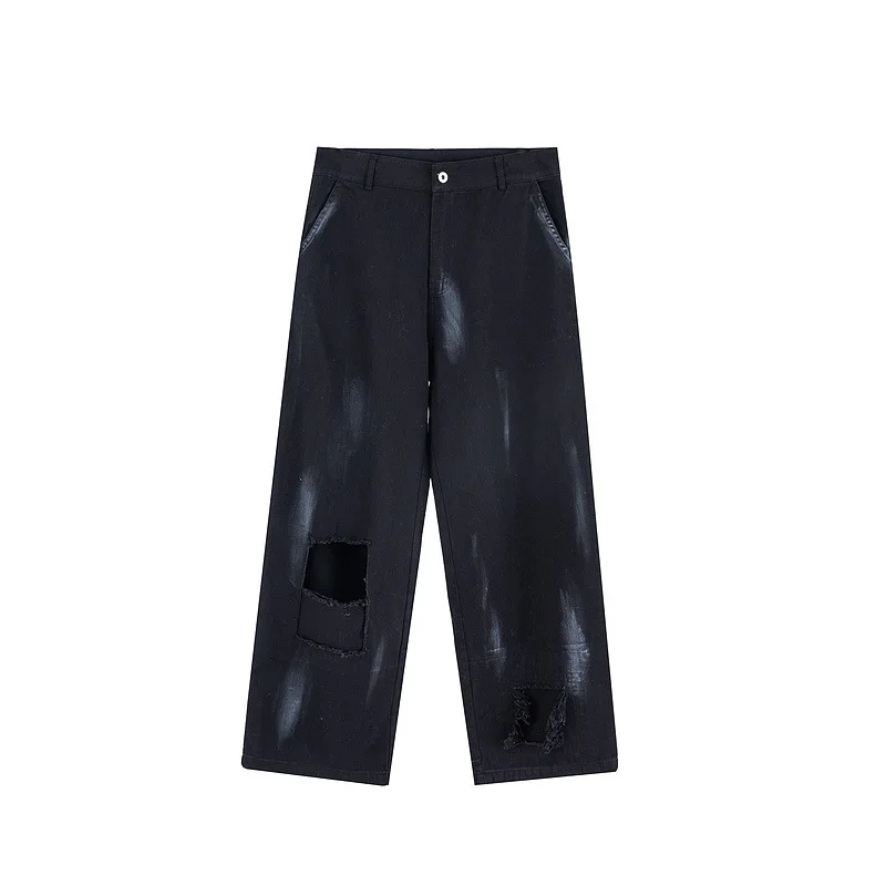 American graffiti letter printed ripped jeans men and women Hong Kong style high street trend loose straight-leg pants trousers
American graffiti letter printed ripped jeans men and women Hong Kong style high street trend loose straight-leg pants trousers