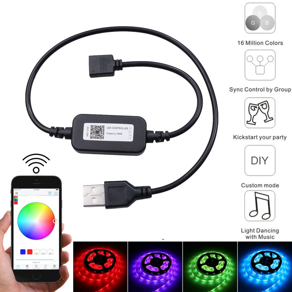 5V USB TYPE-A RGB LED Strip Light Controller Adapter Support Phone App Control Music Sync Strip light Accessoires
5V USB TYPE-A RGB LED Strip Light Controller Adapter Support Phone App Control Music Sync Strip light Accessoires