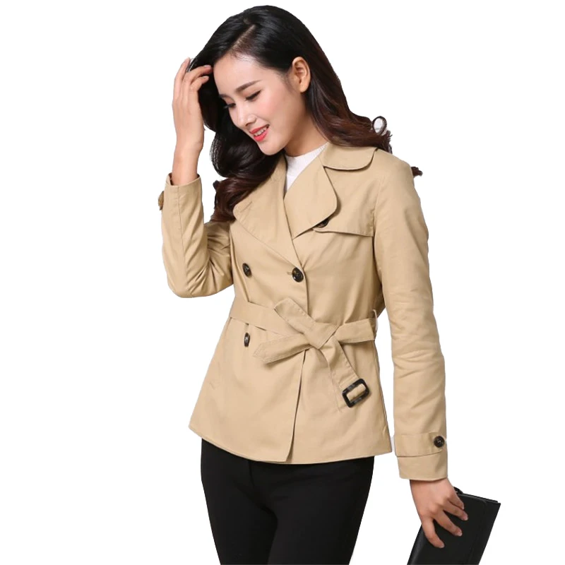 New Short Trench Coat Women 2019 Spring Autumn Cotton Windbreaker Casual Tops Female Belt Slim Double-breasted Short Coats A2471
New Short Trench Coat Women 2019 Spring Autumn Cotton Windbreaker Casual Tops Female Belt Slim Double-breasted Short Coats A2471