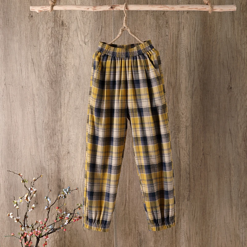 Summer New Casual Cotton Fabric Trousers Loose and Comfortable Plus Fours Pants Plaid Pants Pants Women Wide Leg Pants
Summer New Casual Cotton Fabric Trousers Loose and Comfortable Plus Fours Pants Plaid Pants Pants Women Wide Leg Pants