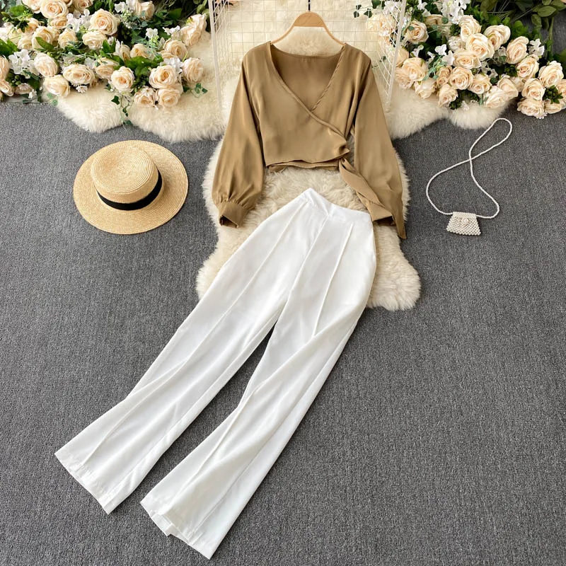 Professional Suits Ladies Shirts Ladies Temperament Commuter Wild Wide-leg Pants Fashionable Two-piece Suit GK574
Professional Suits Ladies Shirts Ladies Temperament Commuter Wild Wide-leg Pants Fashionable Two-piece Suit GK574