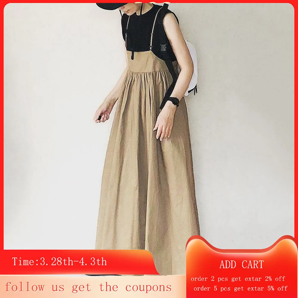 Женское платье-трапеция цвета хаки, повседневное длинное плиссированное платье-макси на бретелях, Свободный пуловер в корейском и японском...
Женское платье-трапеция цвета хаки, повседневное длинное плиссированное платье-макси на бретелях, Свободный пуловер в корейском и японском...