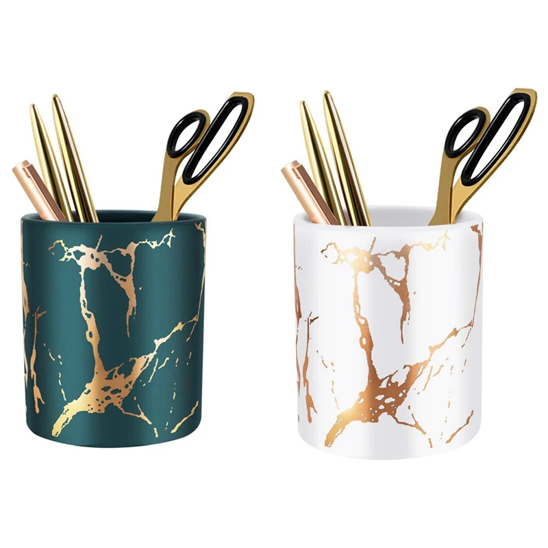2 Pcs Pen Holder, For Kids Durable Ceramic Desk Organizer Makeup Brush Holder Perfect Gift, Green-Golden & White-Gold
2 Pcs Pen Holder, For Kids Durable Ceramic Desk Organizer Makeup Brush Holder Perfect Gift, Green-Golden & White-Gold