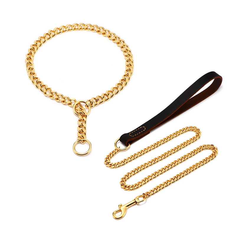 Stainless Steel Dog Chain Metal Training Pet Collars Thickness Gold Slip Dogs Collar and Leash for Large Dogs Pitbull Bulldog
Stainless Steel Dog Chain Metal Training Pet Collars Thickness Gold Slip Dogs Collar and Leash for Large Dogs Pitbull Bulldog