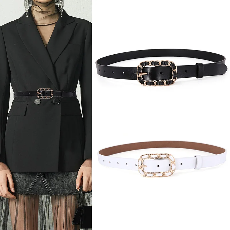 Women Punk Chain Belt Adjustable Black Double/Single Eyelet Grommet Metal Buckle Leather Waistband For Jeans Slimming Body Belts
Women Punk Chain Belt Adjustable Black Double/Single Eyelet Grommet Metal Buckle Leather Waistband For Jeans Slimming Body Belts