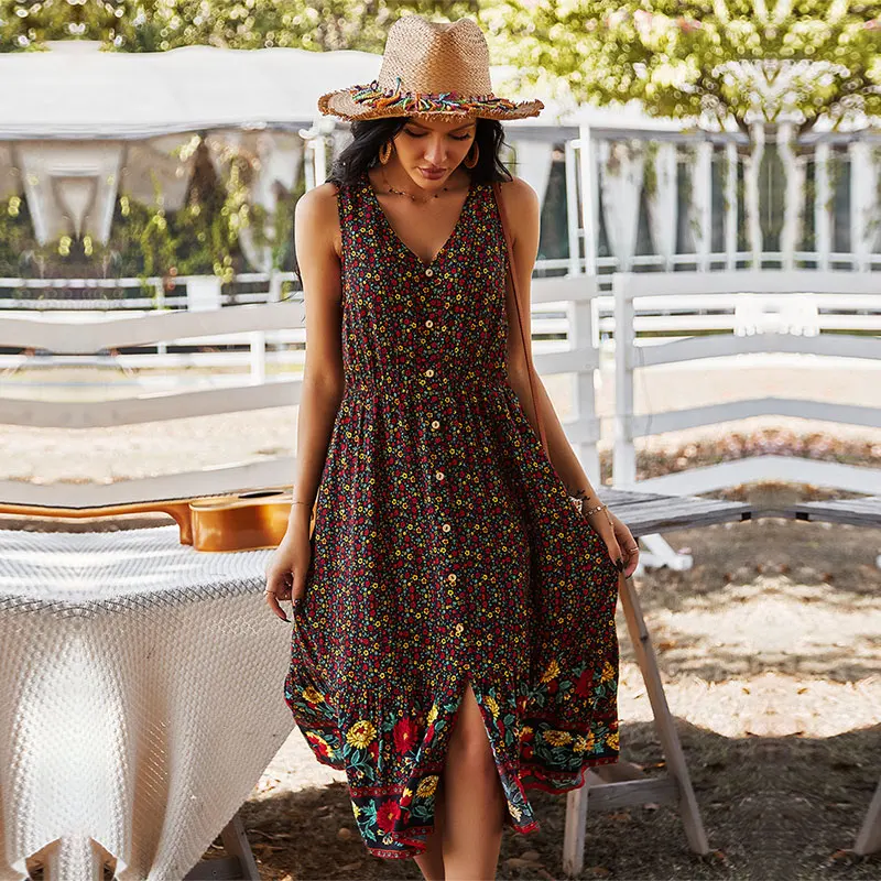 Spring New Print Tank Dress Women 2021 Casual V Neck Summer Spaghetti Strap Dress Ladies Long High Wasit A Line Floral Dresses
Spring New Print Tank Dress Women 2021 Casual V Neck Summer Spaghetti Strap Dress Ladies Long High Wasit A Line Floral Dresses