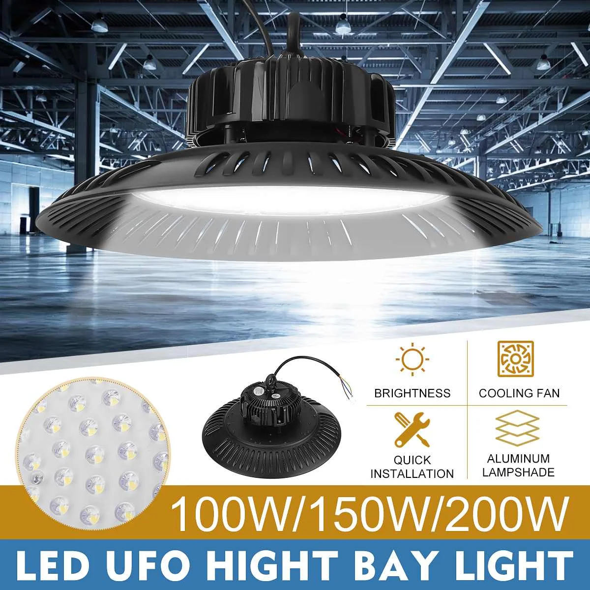 LED High Bay Light 100W 150W 200W 6500K Waterproof IP65 Industrial Lighting Warehouse Workshop Garage Ceiling UFO Lamp EU Stock
LED High Bay Light 100W 150W 200W 6500K Waterproof IP65 Industrial Lighting Warehouse Workshop Garage Ceiling UFO Lamp EU Stock