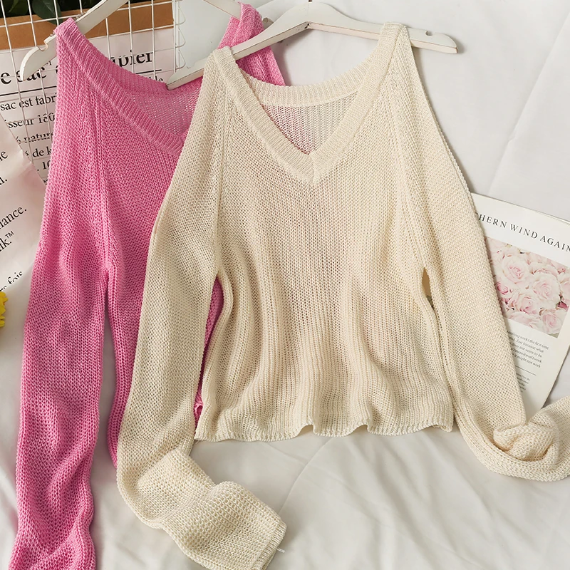 Новинка 2021, женский свободный пикантный свитер с V-образным вырезом и открытыми плечами, с длинными рукавами, в Корейском стиле, Тонкий Топ, д...
Новинка 2021, женский свободный пикантный свитер с V-образным вырезом и открытыми плечами, с длинными рукавами, в Корейском стиле, Тонкий Топ, д...