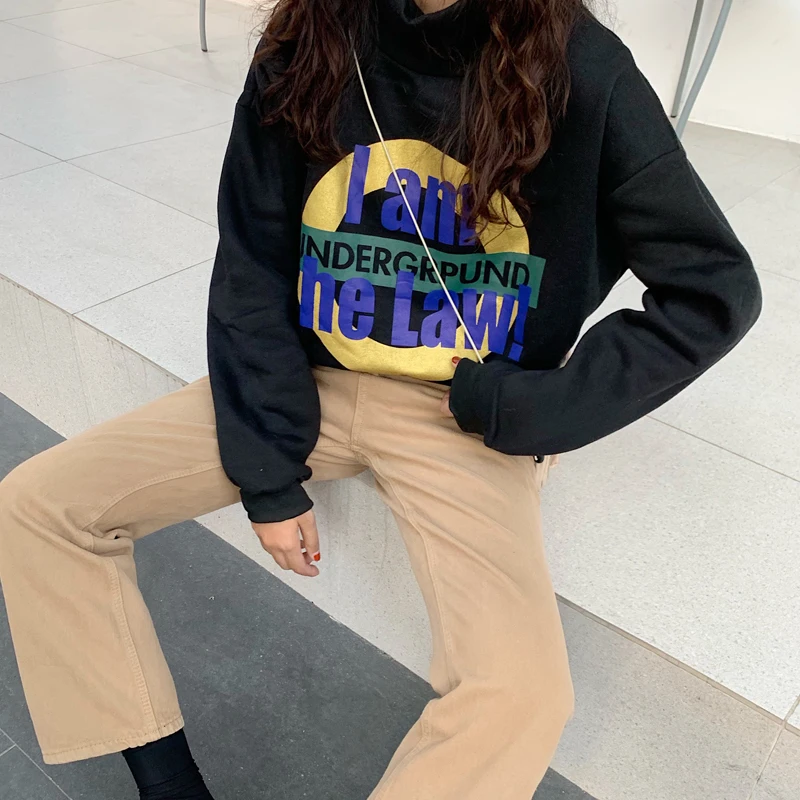 Women Hoodies Turtleneck Pullover Plus Velvet Thicker Oversize Letter Printed Korean Style All-match Leisure Harajuku Chic Daily
Women Hoodies Turtleneck Pullover Plus Velvet Thicker Oversize Letter Printed Korean Style All-match Leisure Harajuku Chic Daily