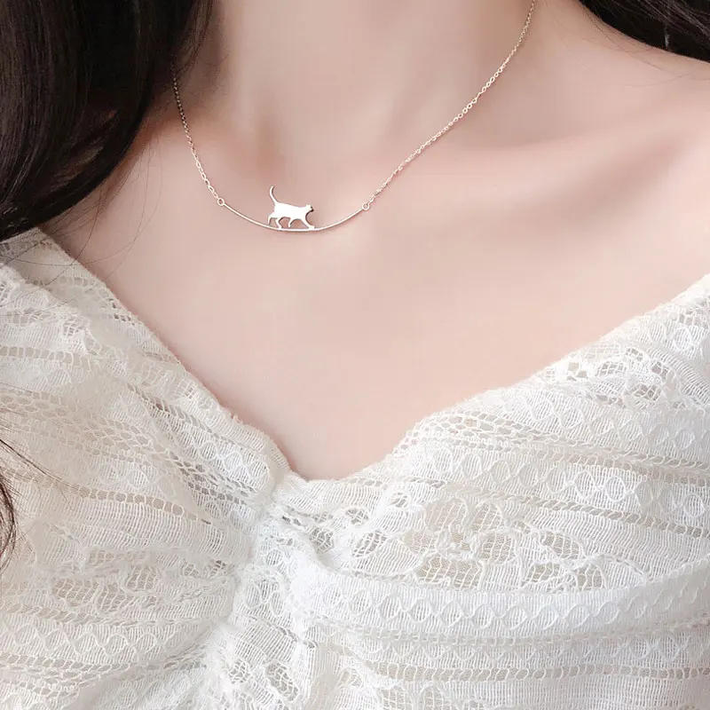 Cat Arc Necklace, Personality Design, Fresh and Cute Animal Girl Student Clavicle Chain, 0-Shaped Shape, S925 Silver
Cat Arc Necklace, Personality Design, Fresh and Cute Animal Girl Student Clavicle Chain, 0-Shaped Shape, S925 Silver