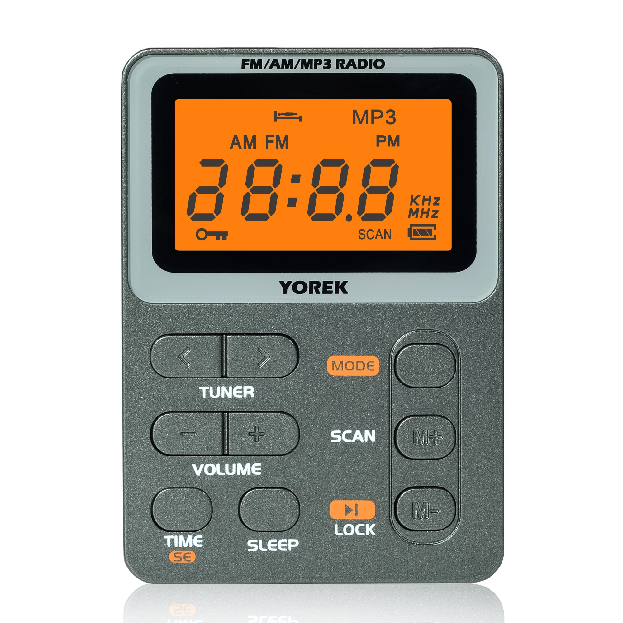 Карманное портативное радио Yorek AM/FM лучший прием с наушниками mp3-плеером