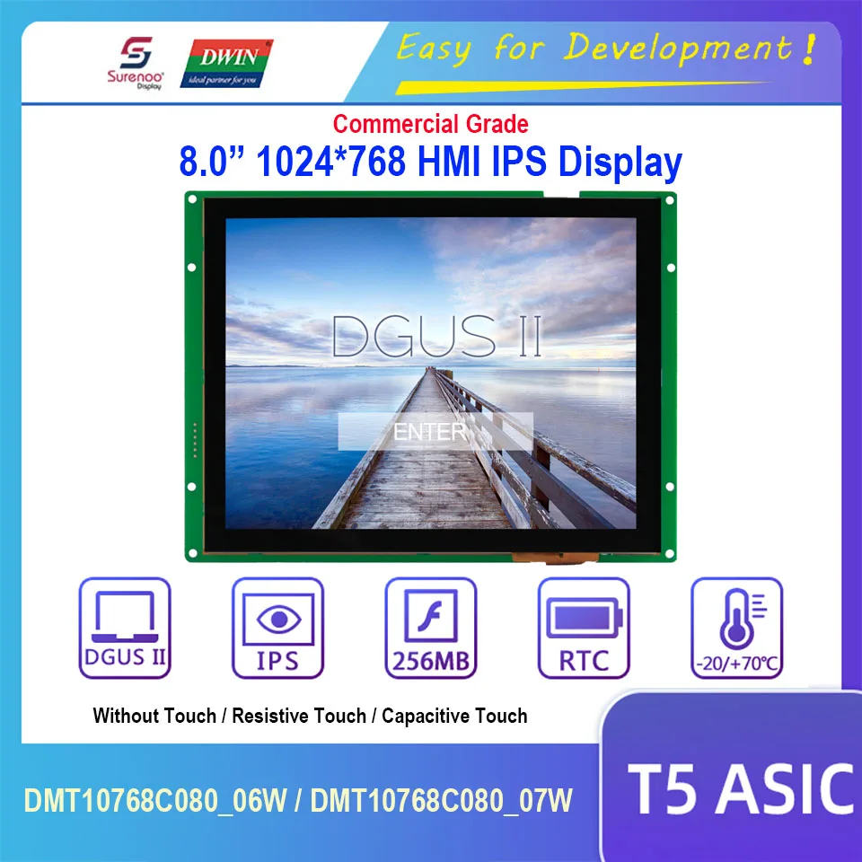Dwin T5 дисплей HMI DMT10768C080_06W DMT10768C080_07W 8 0 "1024x768 IPS ЖК экран с резистивной емкостной
