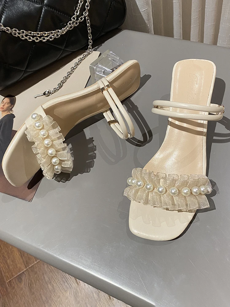 Female Shoes Ladies' Slippers Square heel Glitter Slides Med Women Heels String Bead 2021 Block Jelly Summer High Girl Fabric Pu
Female Shoes Ladies' Slippers Square heel Glitter Slides Med Women Heels String Bead 2021 Block Jelly Summer High Girl Fabric Pu