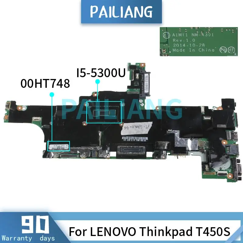 Для LENOVO Thinkpad T450S I5-5300U материнская плата 00HT748 NM-A301 SR23X с 4 Гб оперативной памяти