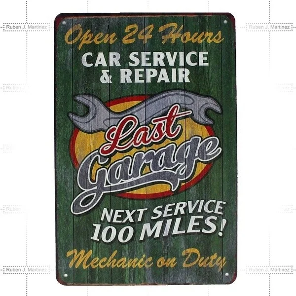 Artistic tinplate painting Fashion Print Metal Tin Sign Last Garage Car Repair Service Decor Bar Pub Home Vintage Retro
Artistic tinplate painting Fashion Print Metal Tin Sign Last Garage Car Repair Service Decor Bar Pub Home Vintage Retro
