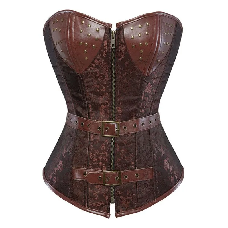 Leather Corset Corsages Sexy Corselet Steampunk Corset Brown Gothic Bustier Strait jacket Bodice Waste Trainer Plus Size Tops
Leather Corset Corsages Sexy Corselet Steampunk Corset Brown Gothic Bustier Strait jacket Bodice Waste Trainer Plus Size Tops
