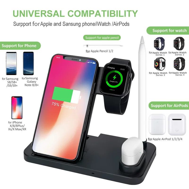 Настольное Беспроводное зарядное устройство 4 в 1 для iPhone iWatch Airpods 10 Вт Qi, быстрое зарядное устройство, подставка для телефона, Зарядные док-с...
Настольное Беспроводное зарядное устройство 4 в 1 для iPhone iWatch Airpods 10 Вт Qi, быстрое зарядное устройство, подставка для телефона, Зарядные док-с...