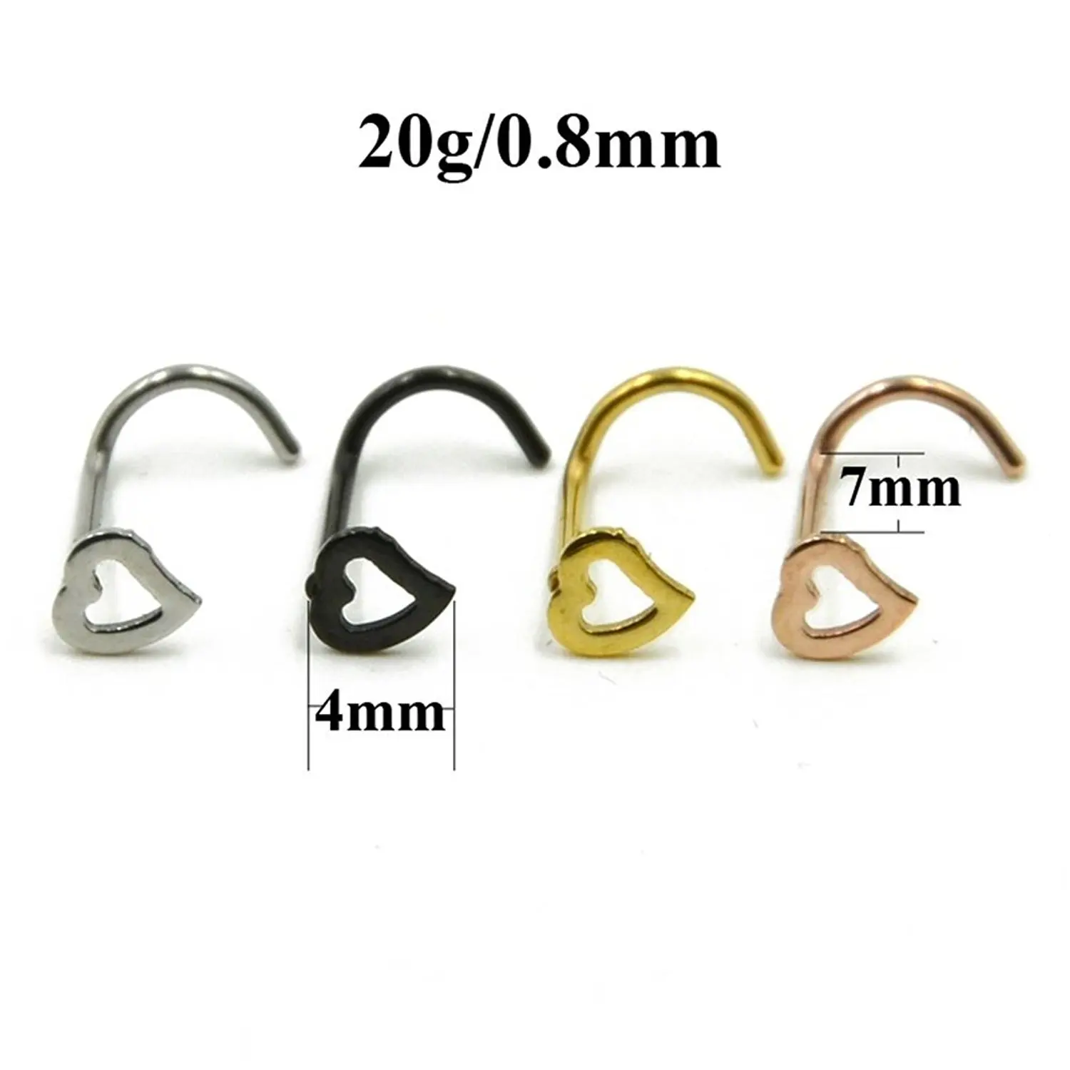 2021 European and American popular love nose nail, stainless steel S-shaped curved angle nose ring, puncture jewelry wholesale
2021 European and American popular love nose nail, stainless steel S-shaped curved angle nose ring, puncture jewelry wholesale