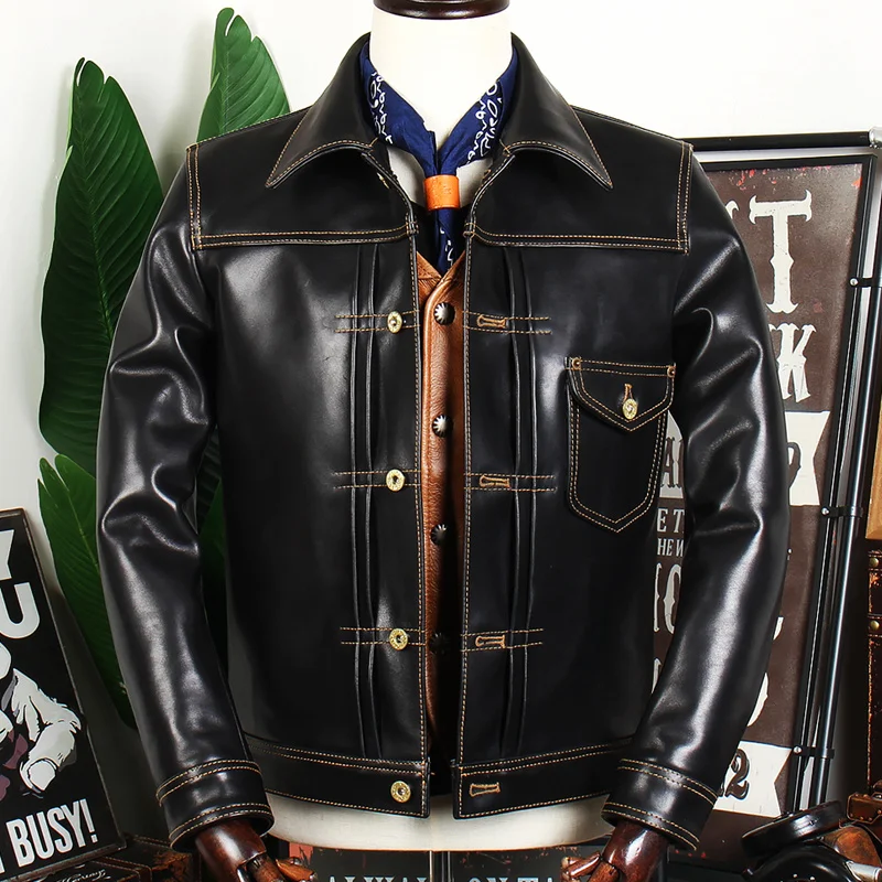 506 classic top layer horseskin thickened Lapel slim fit men's leather jacket horseskin jacket short denim
506 classic top layer horseskin thickened Lapel slim fit men's leather jacket horseskin jacket short denim