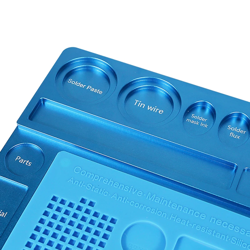 1Pc Aluminum Alloy With Silicone Work Platform Heat Resistant Insulation Desk Hot Air Station Mat Mobile Phone BGA PCB Soldering
1Pc Aluminum Alloy With Silicone Work Platform Heat Resistant Insulation Desk Hot Air Station Mat Mobile Phone BGA PCB Soldering