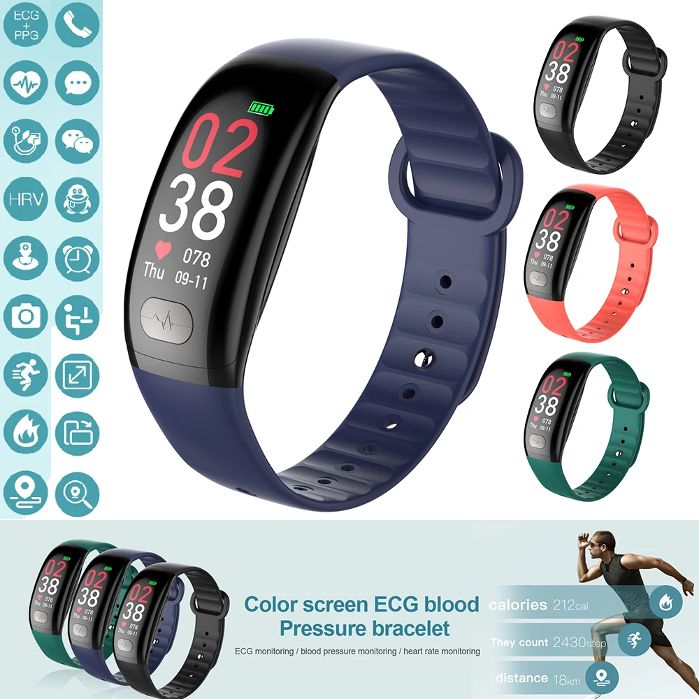 

B51 смарт-браслет ЭКГ + PPG сердечного ритма, измеритель артериального Давление спортивные умные часы с Фитнес трекер калорий Smartband для IOS и Android