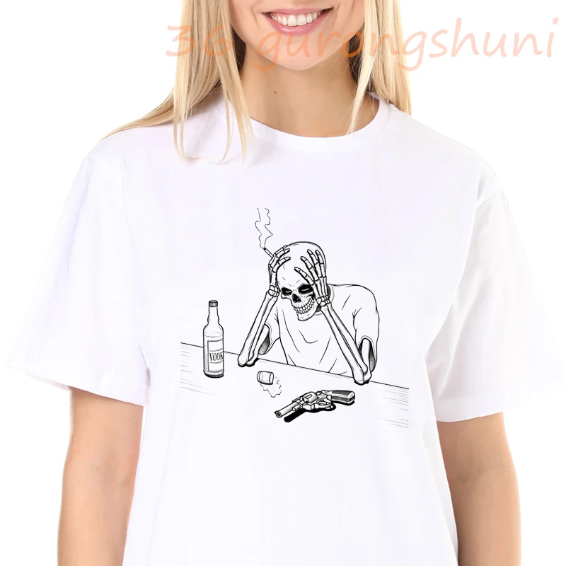 Женская футболка с коротким рукавом, Винтажная футболка в стиле панк с изображением зомби лица, черепа, подсолнухов 
Женская футболка с коротким рукавом, Винтажная футболка в стиле панк с изображением зомби лица, черепа, подсолнухов