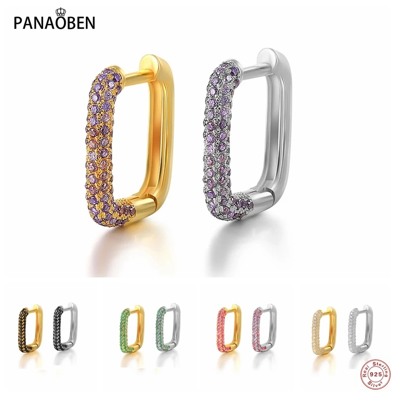 PANAOBEN 1Pairs Big Circle 925 Sterling Silver Earrings for Women Colorful Zircon U Shape Huggies Hoop Earings Pave Jewelry Gift 
PANAOBEN 1Pairs Big Circle 925 Sterling Silver Earrings for Women Colorful Zircon U Shape Huggies Hoop Earings Pave Jewelry Gift