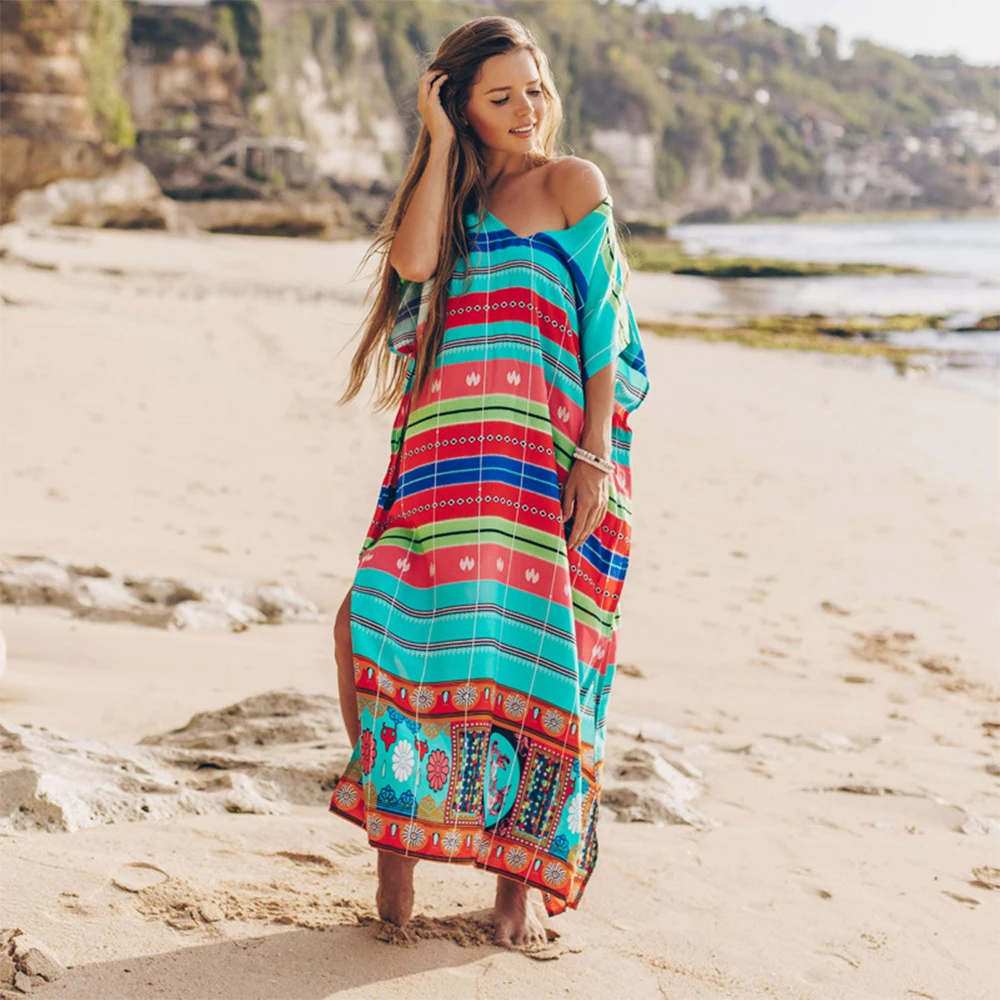 Oversize Striped Print Beach Tunic For Beach Cover Up Women Summer Long Kaftan Maxi Beach Dress Robe De Plage Sarong
Oversize Striped Print Beach Tunic For Beach Cover Up Women Summer Long Kaftan Maxi Beach Dress Robe De Plage Sarong