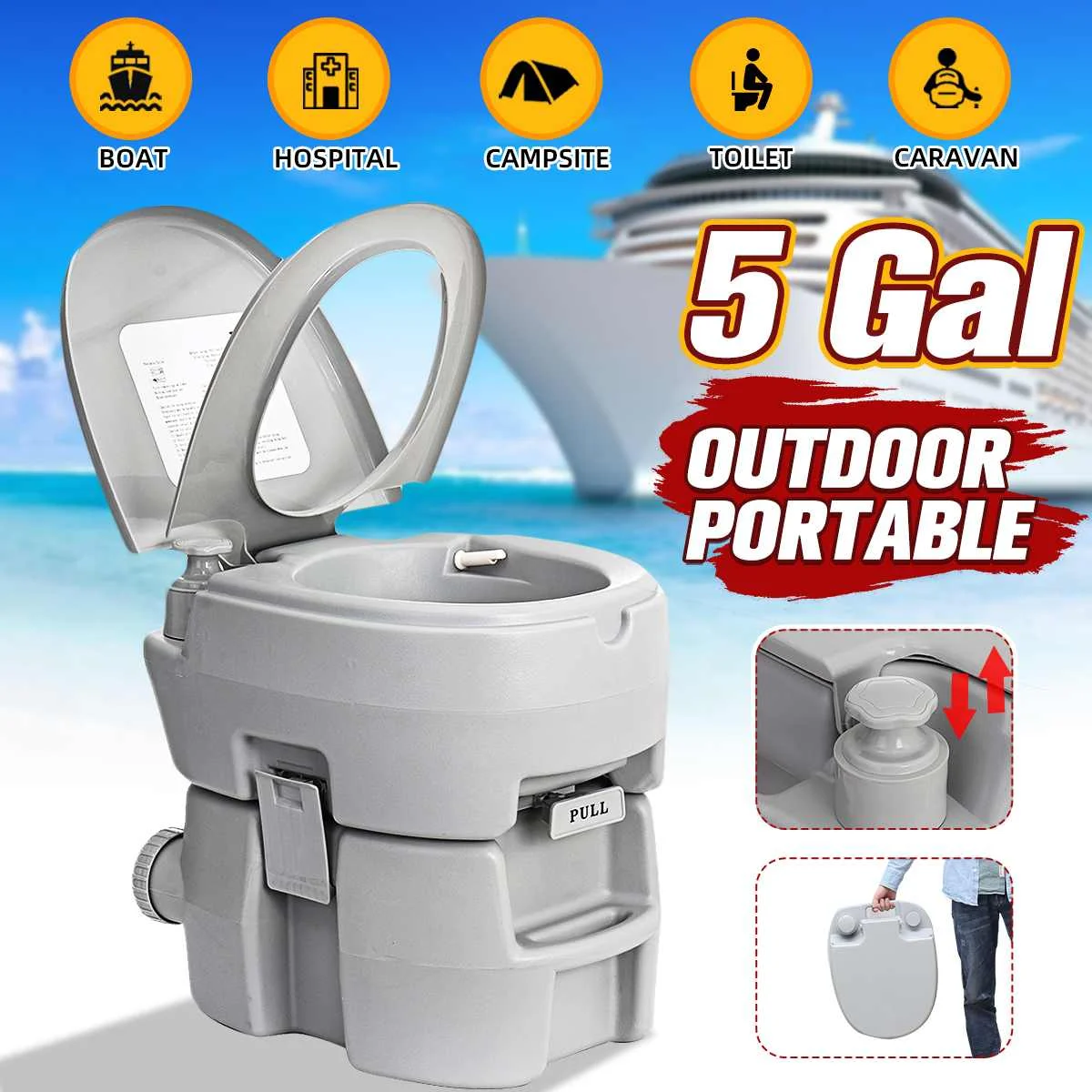 5 Gallon 20L Portable Toilet Flush Outdoor Indoor Travel Camping Commode Potty Toilets for Caravan Elderly Pregnant Toilets Seat
5 Gallon 20L Portable Toilet Flush Outdoor Indoor Travel Camping Commode Potty Toilets for Caravan Elderly Pregnant Toilets Seat