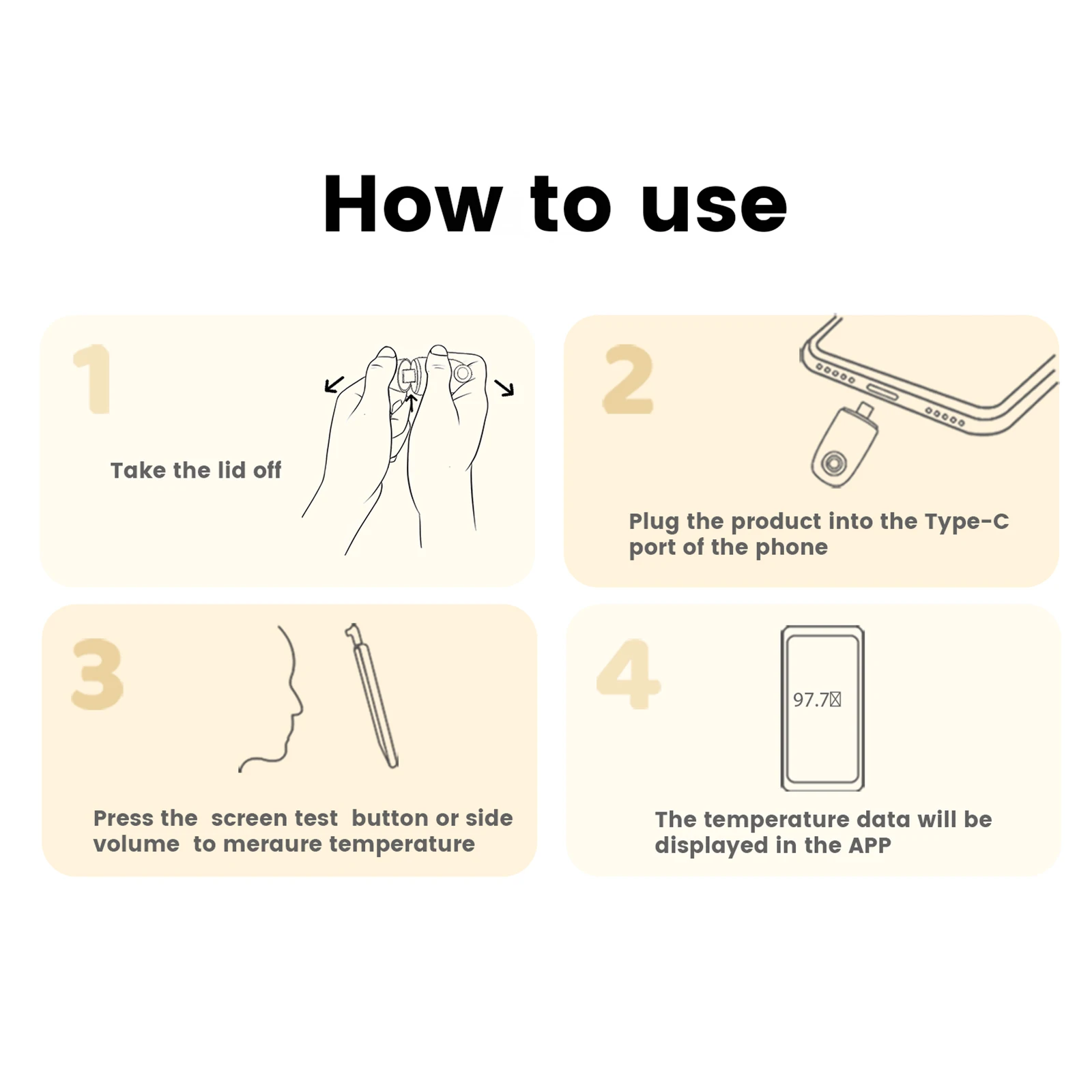 Portable Non-Contact Infrared Forehead Thermometer Mobile Phone Mini Thermometer For Android Type C Temperature Detector
Portable Non-Contact Infrared Forehead Thermometer Mobile Phone Mini Thermometer For Android Type C Temperature Detector