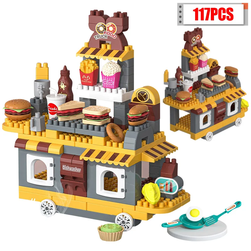 117pcs City Large Particles Hamburger Truck Dining Food Car Building Blocks Friends Sanck Vehicle Bricks Toys For Children Gifts
117pcs City Large Particles Hamburger Truck Dining Food Car Building Blocks Friends Sanck Vehicle Bricks Toys For Children Gifts