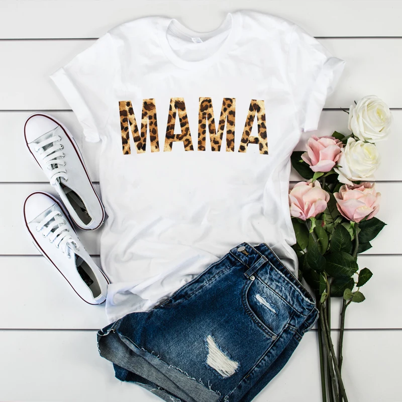Женская футболка с леопардовым принтом в стиле Харадзюку надписи для мамы лето