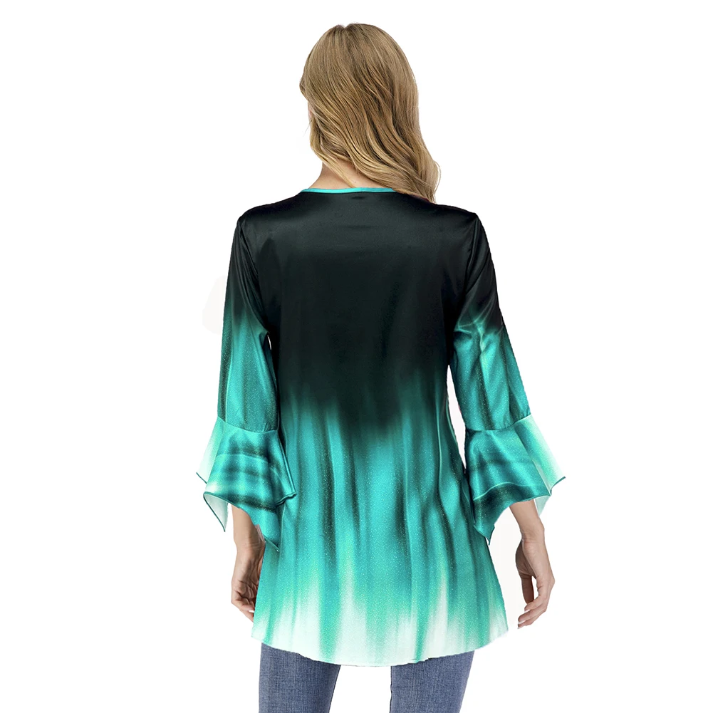 Women Fashion O Neck Ruffled Sleeve Gradient Color Pleated Blouse Tunic Top Summer Top Korean Hipster
Women Fashion O Neck Ruffled Sleeve Gradient Color Pleated Blouse Tunic Top Summer Top Korean Hipster